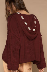 Cable Knit Hooded Chenille Sweater POL